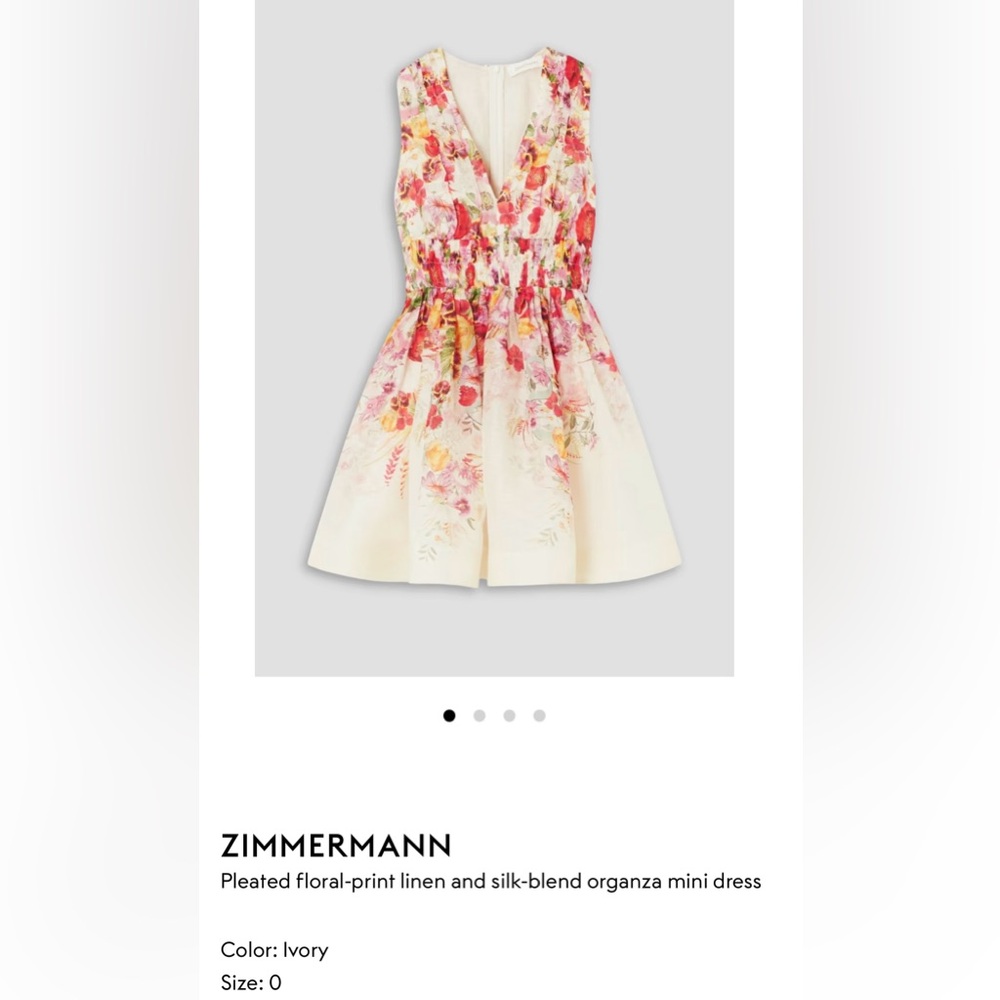 ZIMMERMANN Pleated floral-print linen and silk-blend organza mini dress